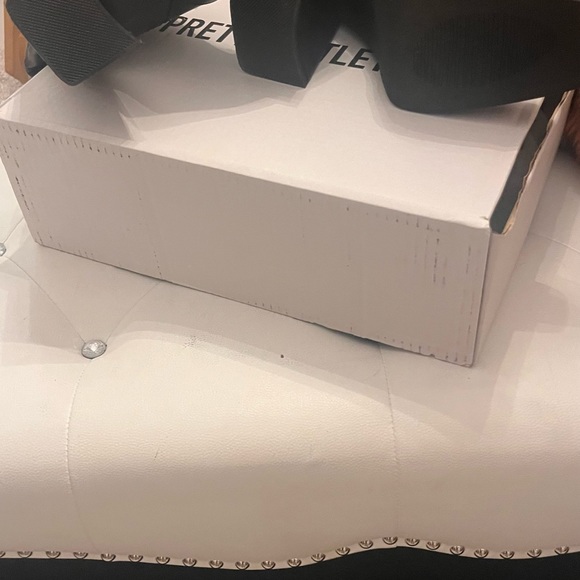 Black PU Square Toe Knee High Boots - Picture 7 of 8